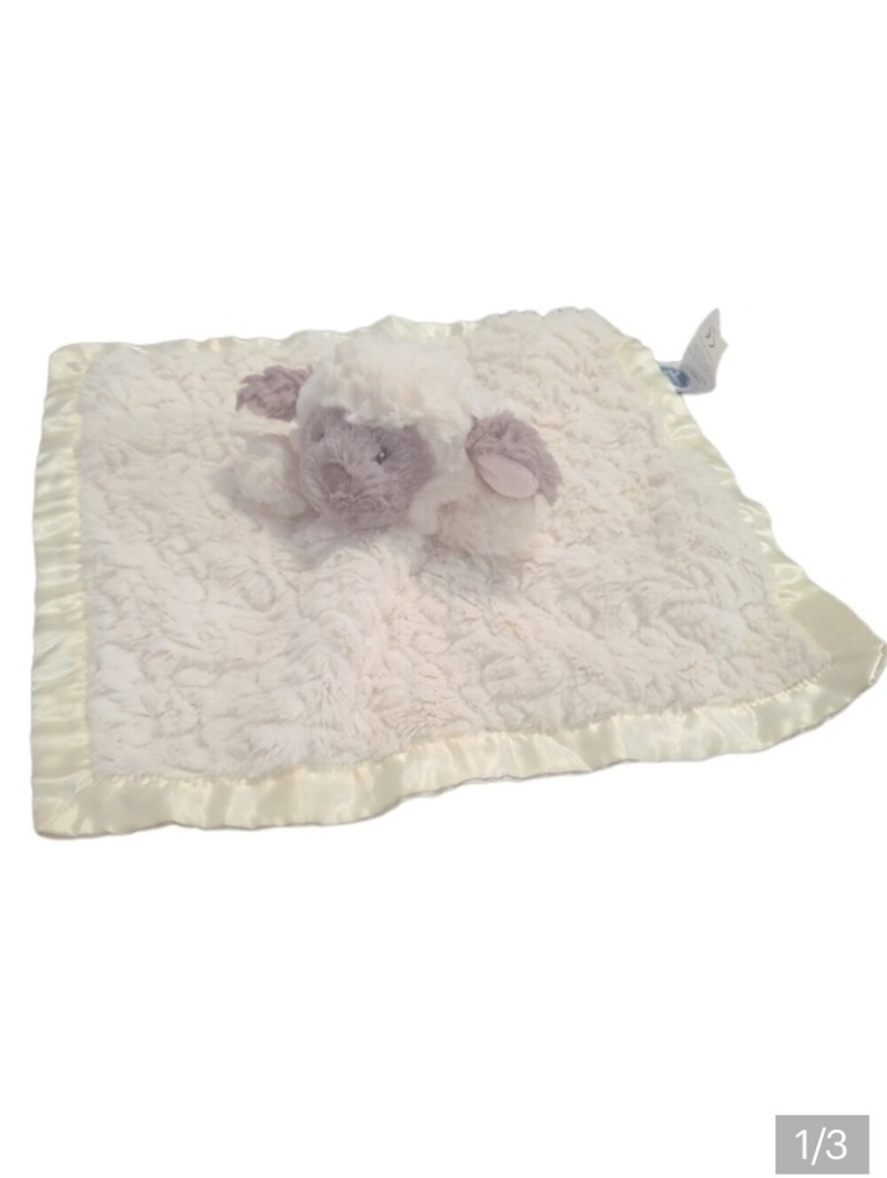 This Mary Meyer Plush Lamb Sheep Lovey Cream Gray Satin Security Blanket